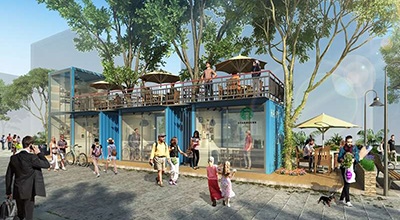Calles comerciales hechas con contenedores marítimos