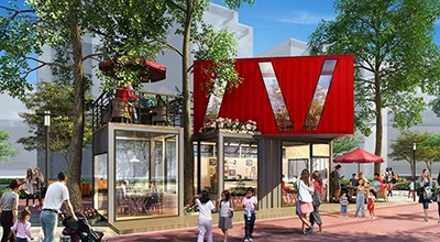 Calles comerciales hechas con contenedores marítimos