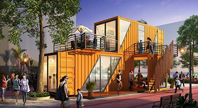 Calles comerciales hechas con contenedores marítimos