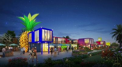 Calles comerciales hechas con contenedores marítimos